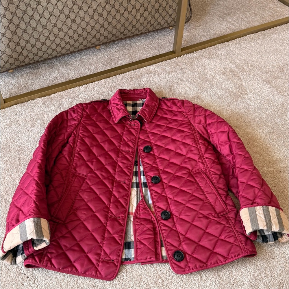 Burberry Kids Quilted Puffer Jacket - Rich Red